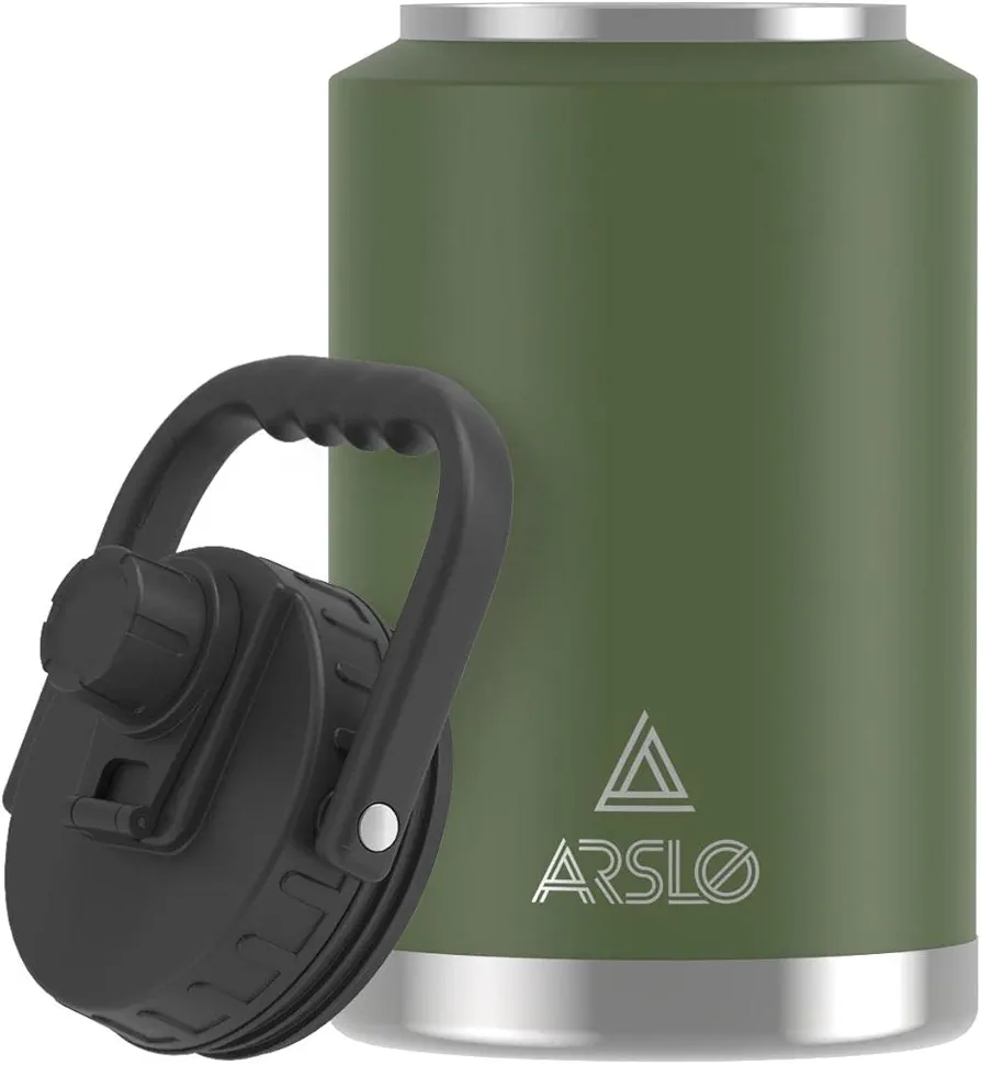 1 Gallon Vacuum Insulated Jug,Double-Walled 18/8 Food-grade Stainless Steel 128 Ounce Water Bottle,Hot/Cold Thermos Military Green