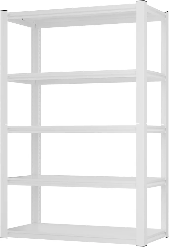 Homdox 72”H Garage Shelving, 1650LBS Heavy Duty Storage Shelves, 5 Tier Adjustable Metal Shelves for Storage, Industrial Shelving Commercial Utility Shelf, 36" W x 16" D x 72" H, White