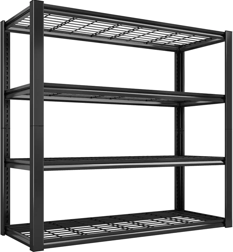 REIBII 40" W Garage Shelving 2240 LBS Storage Shelves Heavy Duty Shelving 4-Tier Adjustable Metal Shelves for Garage Shelves Rack Industrial Utility Shelf for Basement Warehouse,40" W X19.5 D X59.5 H