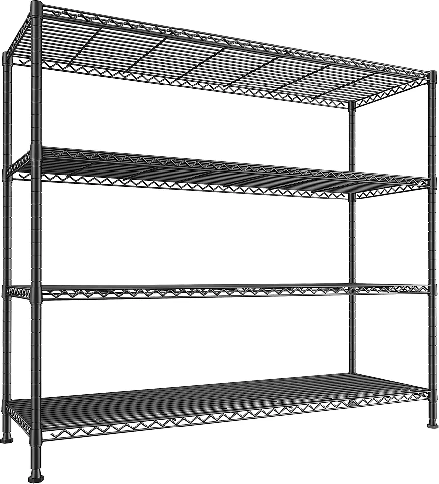 REIBII Storage Shelves 45.3''W Wire Shelving Unit 4 Tier Metal Shelves for Storage Rack Metal Shelving for Pantry Shelves Kitchen Steel Shelving, 45.3''W*63''H*17.7" D