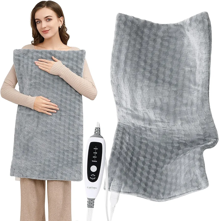 CAROMIO Heating Pad for Back Pain Cramps Relief Extra Large 33"x17" Electric Heating Pad 4 Temperature Settings-2 Hours Auto Shut Off-Moist Heat Dry Therapy,Heat Pad for Shoulder Machine Washable