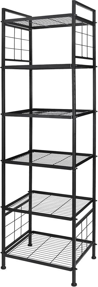 GIOTORENT 6-Wire Standing Storage Shelf, Metal Shelving Unit Pantry Rack for Laundry Kitchen Bathroom Organizer(Black)