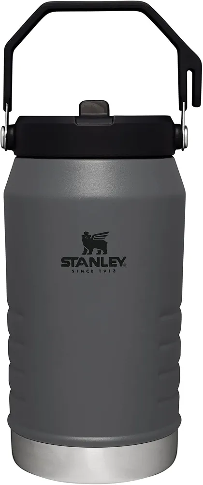 Stanley IceFlow Flip Straw Jug with Handle 64 oz| Twist On Lid and Flip Up Straw | Leak Resistant for Travel and Sports | Insulated Stainless Steel |BPA-Free |Charcoal