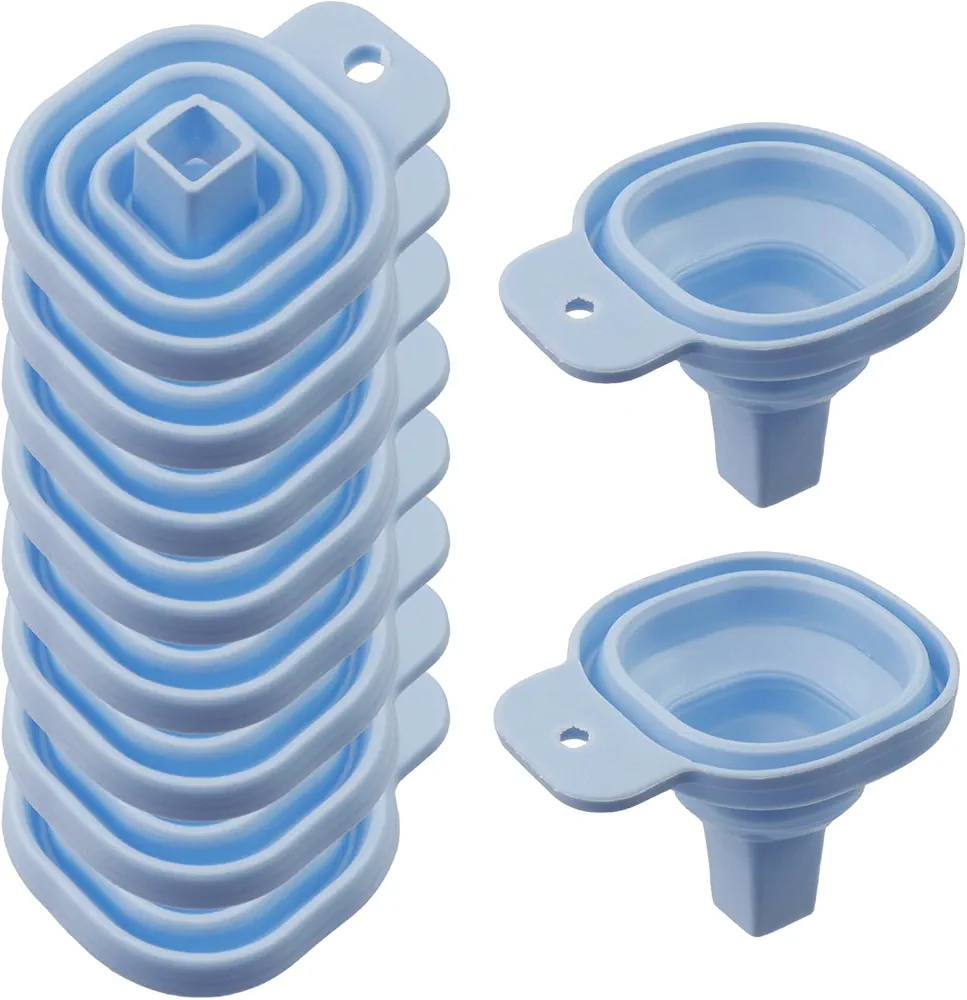 FarBoat10 Pack Kitchen Funnel, Silicone Collapsible Funnel for Kitchen Use, Filling Capsules,Filling Water Bottle,Powder Transfer,Liquid(Blue)