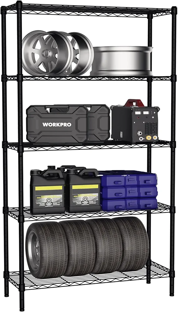 WORKPRO 5-Tier Wire Shelving Unit, 36”W x 14”D x 72”H Metal Storage Shelves Rack, Heavy Duty Utility Shelving, 1750 LBS Load Capacity (Total), Kitchen, Living Room, Basement, Garage