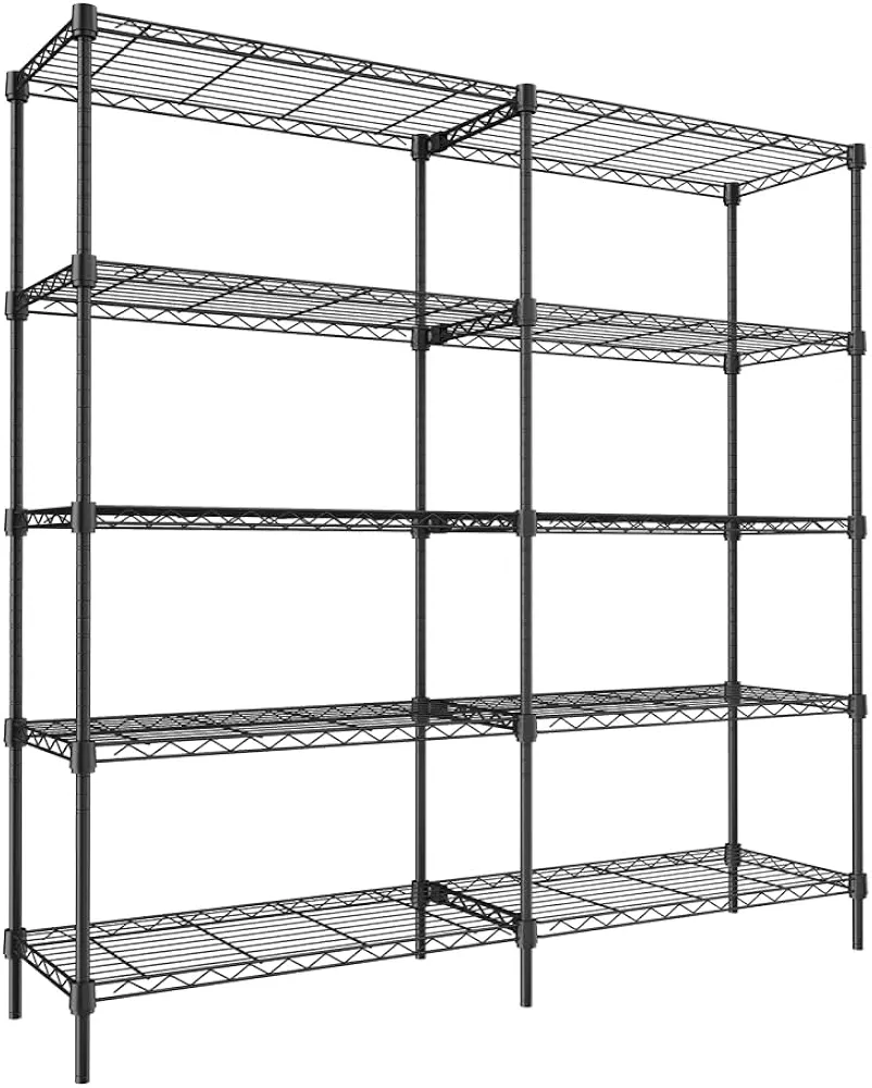 5 Tier Wire Shelving Garage Shelving Heavy Duty Adjustable Garage Shelves, Storage Rack for Storage Warehouse Pantry Closet, Basement Pantry Utility Storage Shelves, 59" W X59 H X 13.8" D