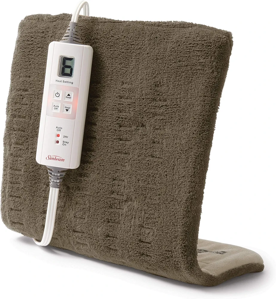 Sunbeam Premium Heating Pad with XpressHeat Technology, Standard Size, Brown