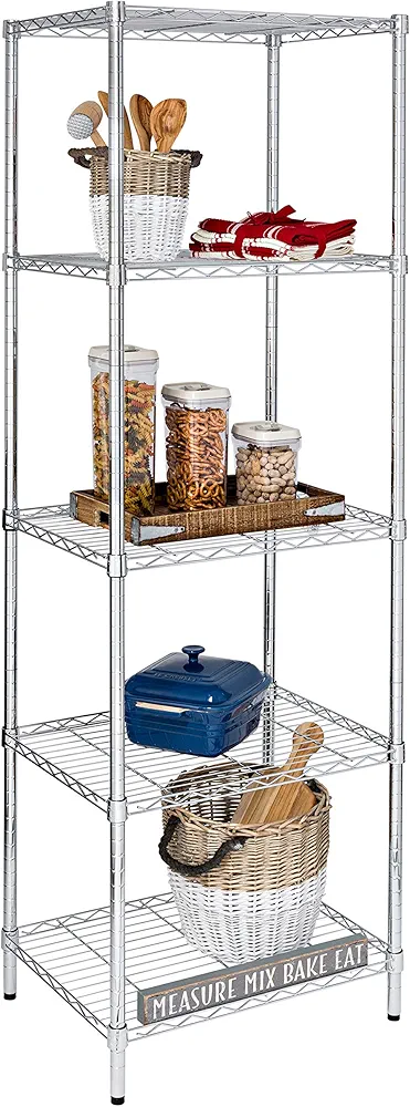 Honey-Can-Do SHF-01054 5-tier chrome shelving unit, 250 lbs