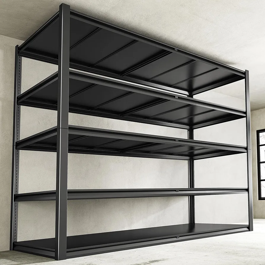 REIBII 78" H Garage Shelving, 55" W Storage Shelves 3000LBS Heavy Duty Shelving 5 Tier Adjustable Metal Shelving Unit for Storage Rack Garage Shelves Industrial Storage Shelf 55" W x 26" D x 78" H