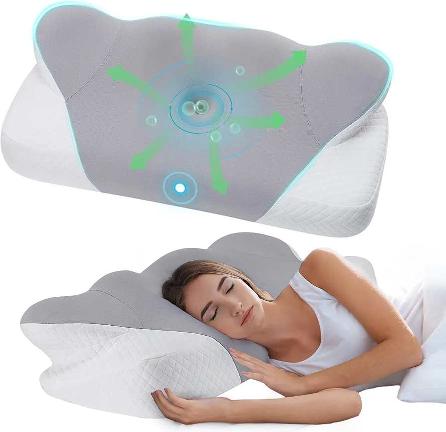 Cervical Pillow, Cervical Neck Pillow for Sleeping, Memory Foam Pillows for Bed, Ergonomic Pillow with Washable Pillowcase, Suitable for Side Back Stomach Sleepers (W-Shaped)