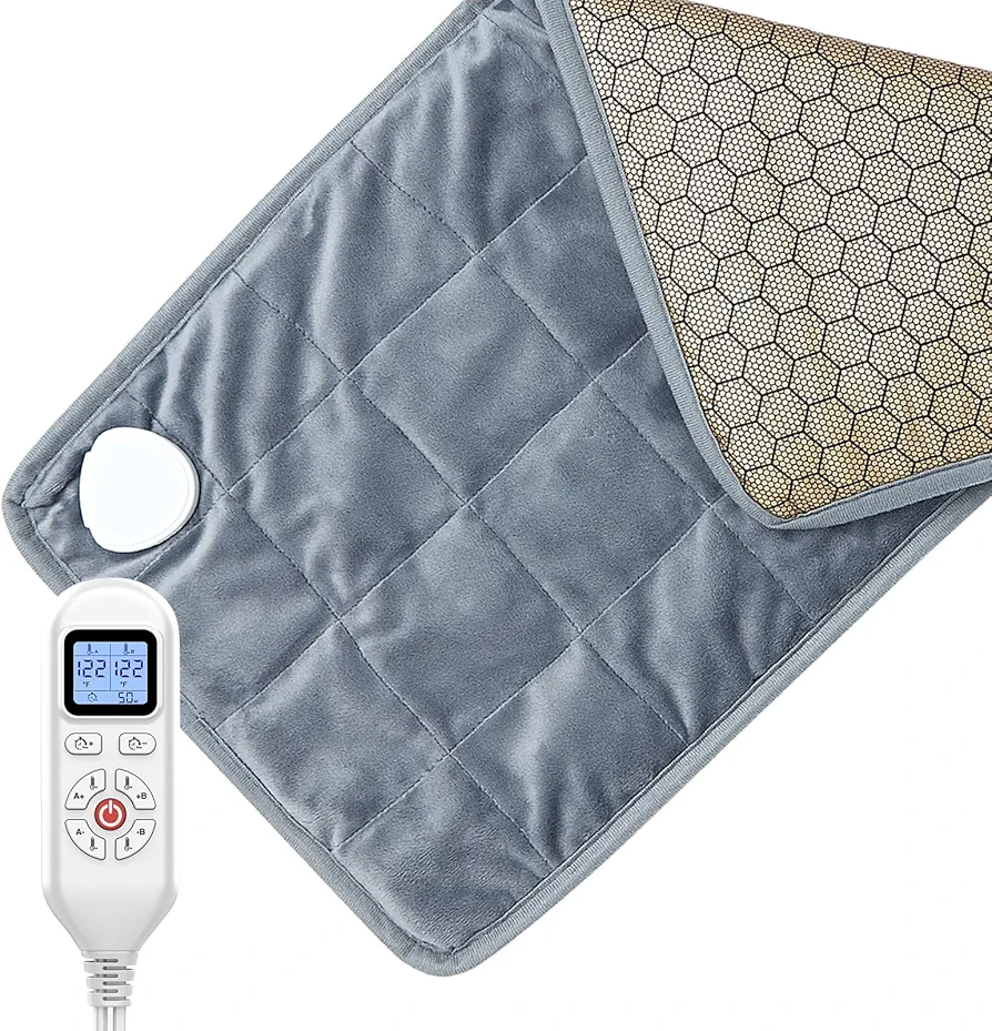 JOBYNA Weighted Heated Pad for Arm or Back, Electric Graphene Fast Heating Technology, 2.2lb Glass Beads, 10-90mins Auto Shut-Off & 86-158℉ Heat Settings Weighted Heating Pad, Hand-Washable