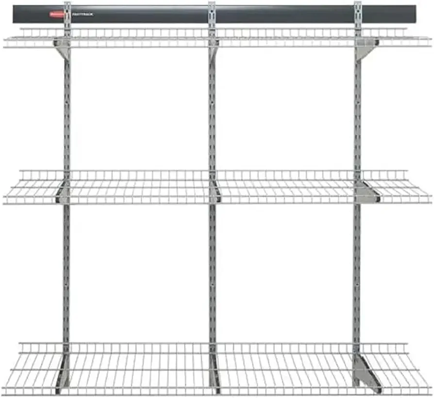 Rubbermaid Fasttrack Rail Storage 48"x16" 3-Shelf Kit, 350 lbs. Per Shelf, for Home/Garage/Shed/Workshop Organization