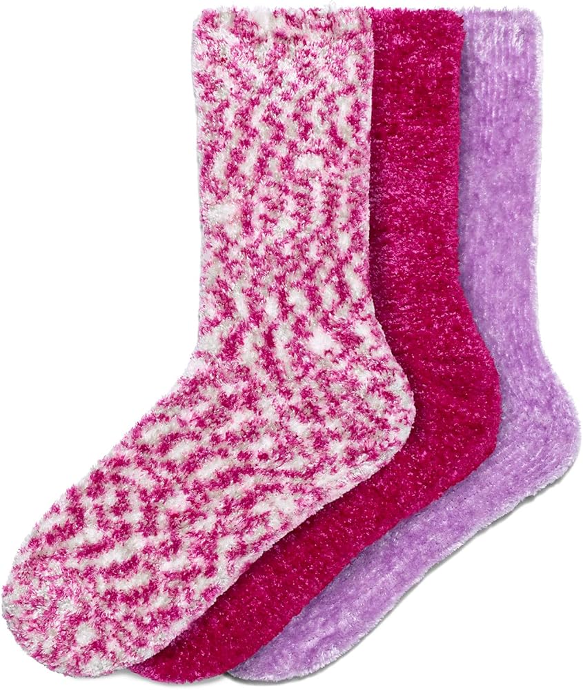 HUE Women's Cozy Crew Socks, 3 Pair Pack