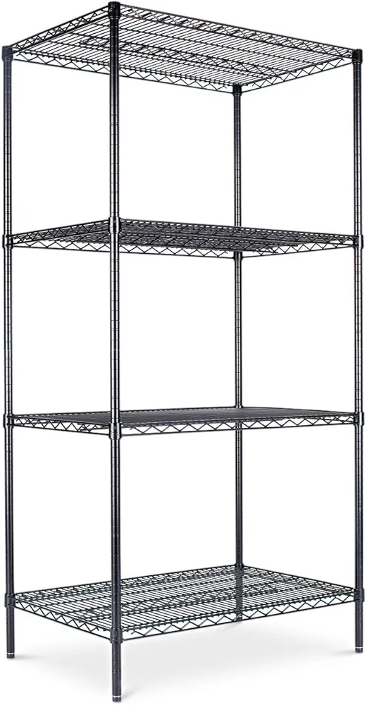 Alera ALESW503624BL 36 in. x 24 in. x 72 in. NSF Certified Industrial Four-Shelf Wire Shelving Kit - Black