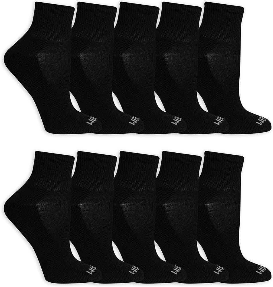 Fruit of the Loom Women's Everyday Soft Cushioned Ankle Socks (10 Pack)