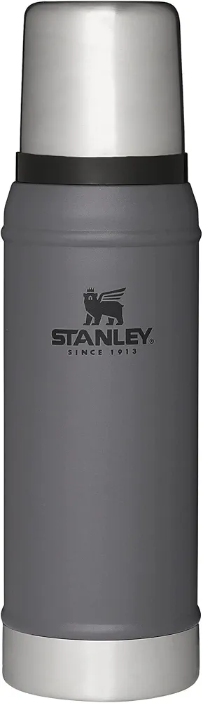 Stanley Classic Vacuum Insulated Wide Mouth Bottle - Charcoal - BPA-Free 18/8 Stainless Steel Thermos for Cold & Hot Beverages - 1.0 QT