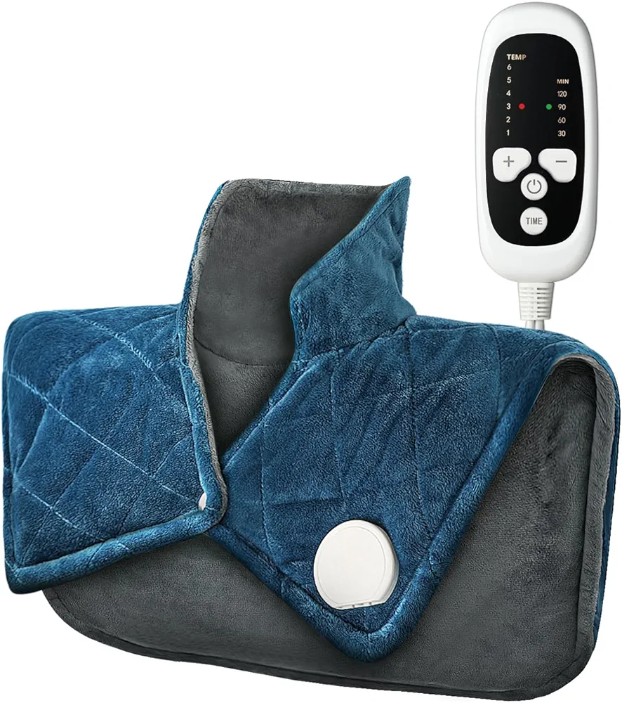 Weighted Heating Pad for Neck and Shoulders, 2.4lb Extra Large Heated Wrap with 6 Heat Settings 4 Auto-Off, Happy Birthday Gifts for Women Men Mom Dad Grandpa Grandma Wife Husband