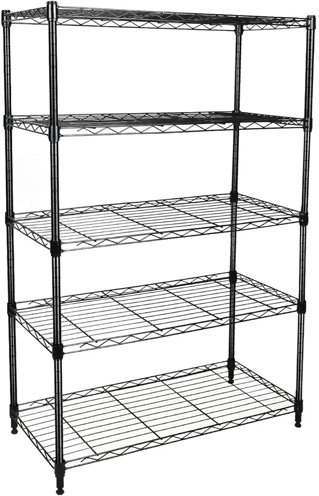 Simple Deluxe Heavy Duty 5-Shelf Storage Shelving Unit, 1250lbs Loading Capacity, 29.92" D x 13.98" W x 61.09" H, Black