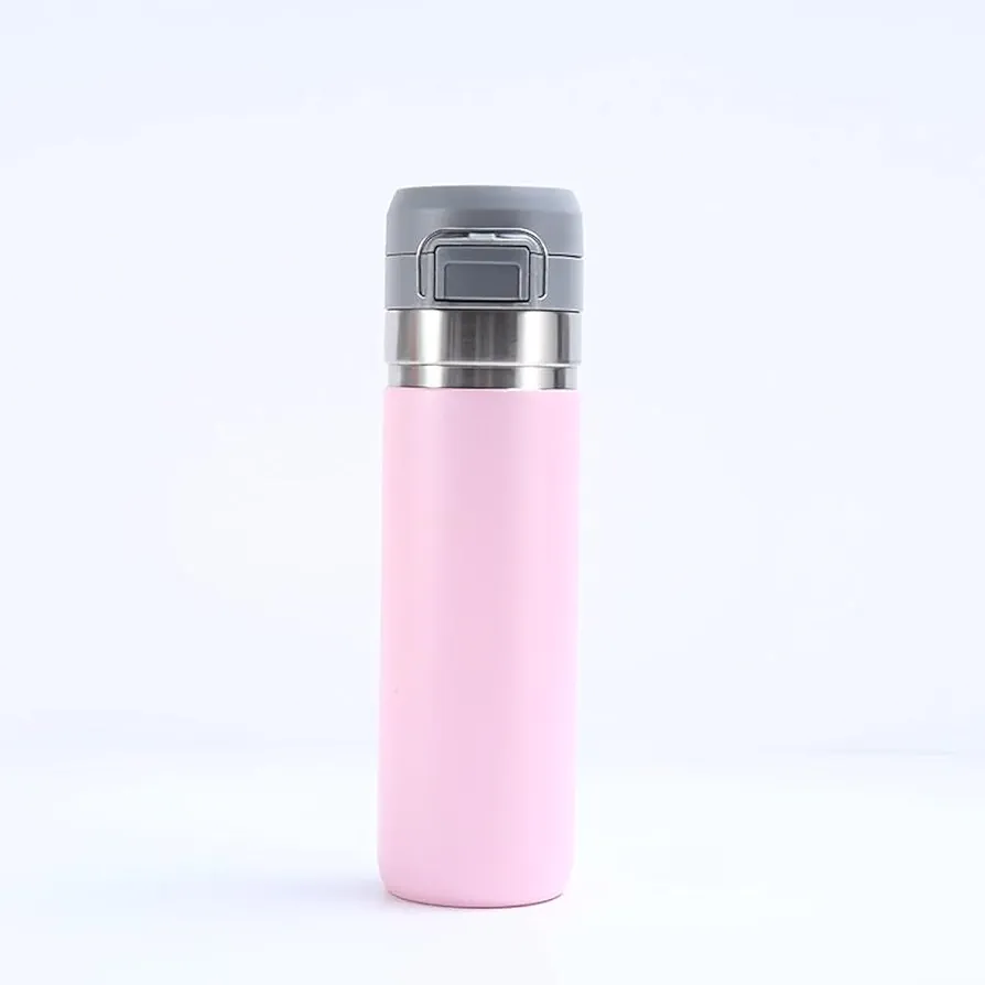 Leakproof Iceflow Quick Flip Go Stainless Steel Thermos Flask Tumbler Water Bottle Push Button Locking Lid 700ml 24oz (light pink)