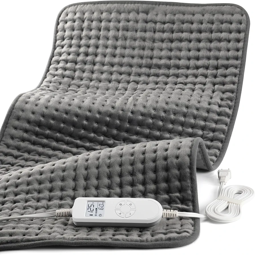 Heating Pad for Back Pain Cramps Relief, 17" x 33" Extra Large Electric Heating Pad, 10 Temperature 4 Timing Settings Auto Shut Off, Dry and Moist