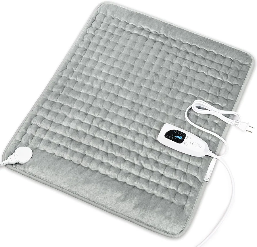 Heating Pad-Electric Heating Pads for Back,Neck,Abdomen,Moist Heated Pad for Shoulder,Knee,Hot Pad for Arms and Legs,Dry&Moist Heat & Auto Shut Off(Light Gray, 20''×24'')