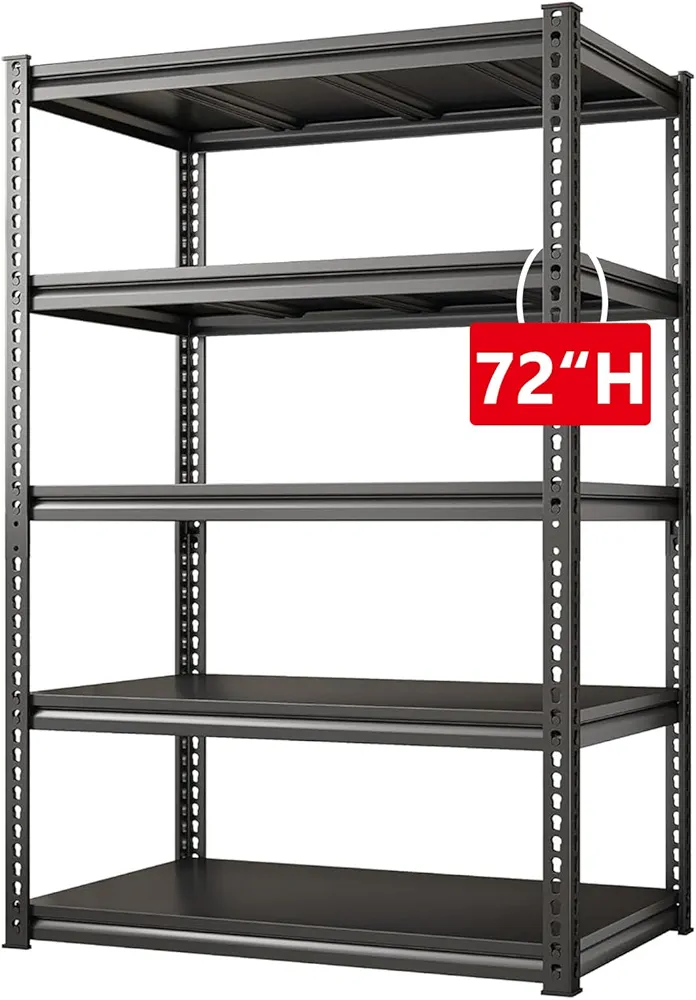 Garage Shelving, 72" H Garage Storage Shelves Heavy Duty Shelving Storage Units Loads 2000LBS, Adjustable 5 Tier Metal Shelving for Garage Shelves, Utility Shelf Rack, 72" H*31.5" W*16" D