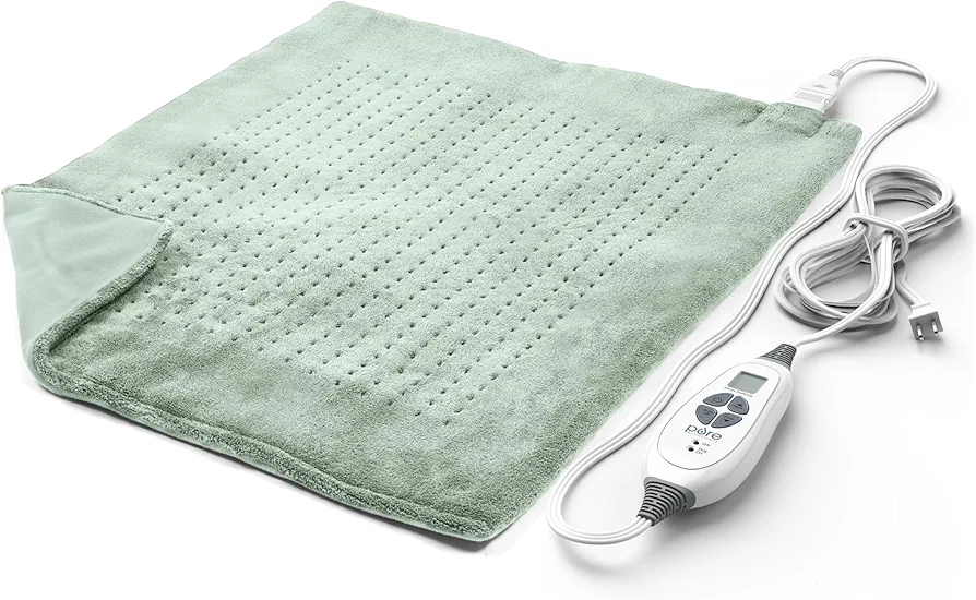 Pure Enrichment WeightedWarmth Extra-Wide Weighted Heating Pad for Cramps, Back, & Shoulder Joint Relief, 3.5 lbs, 6 Heat Settings, Microplush, Machine Washable, 2 Hr Auto Shut-Off, 20”x24” (Jade)