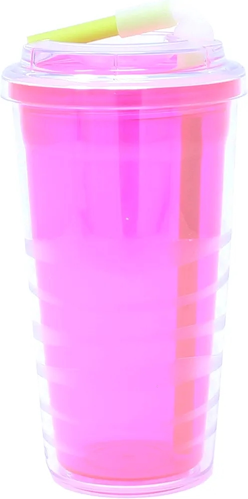 Copco Lock-n-Roll Tumbler with Flip Up Straw, 1 Count (Pack of 1), Pink