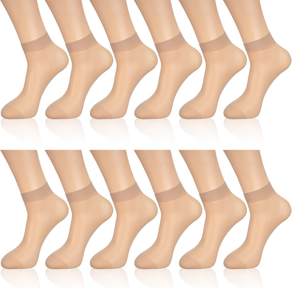 Geyoga 12 Pairs Sheer Ankle Socks Thin Nylon Transparent Ankle High Hosiery Socks Short Dress Stockings for Women