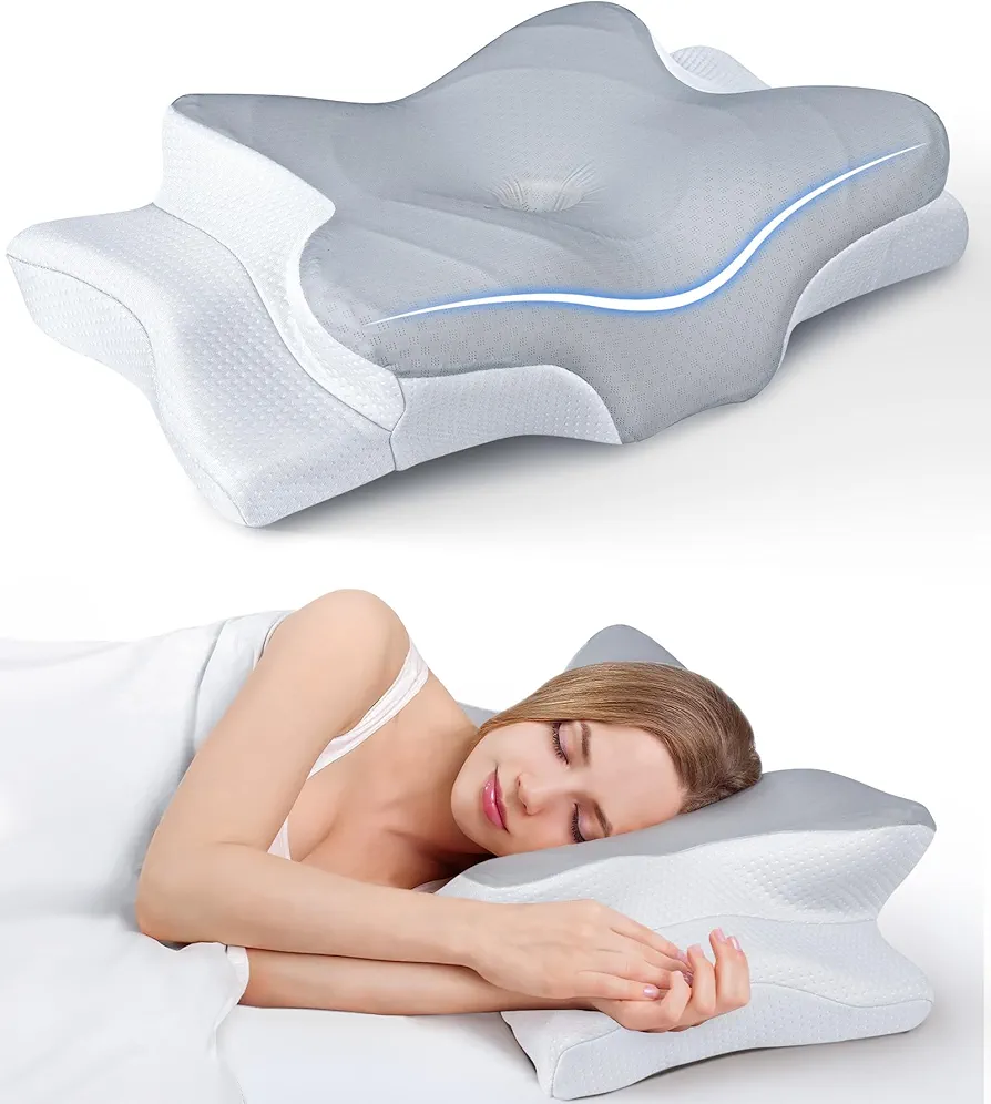 Ultra Pain Relief Cooling Pillow for Neck Support, Adjustable Cervical Pillow Cozy Sleeping, Odorless Ergonomic Contour Memory Foam Pillows, Orthopedic Bed Pillow for Side Back Stomach Sleeper