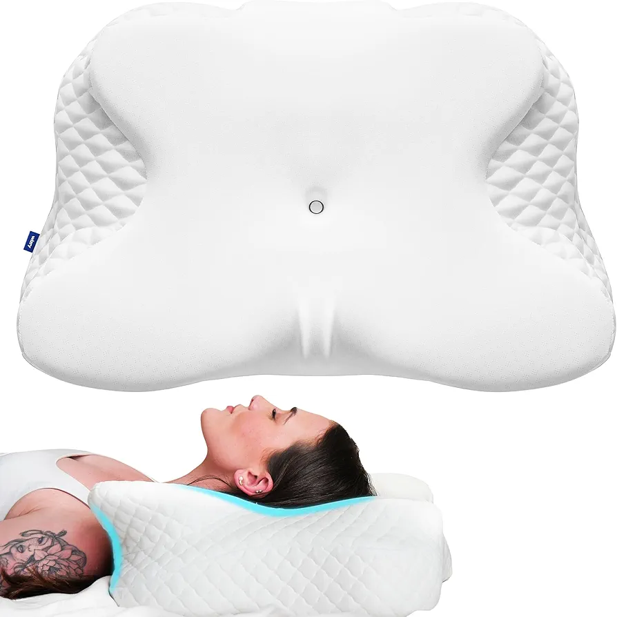 Cervical Memory Foam Pillow for Neck Support, Slow Rebound for Cozy Sleeping, Dual Height Orthopedic Bed Pillows for Pain Relief, Ergonomic Contour Pillow for Side Back & Stomach Sleepers