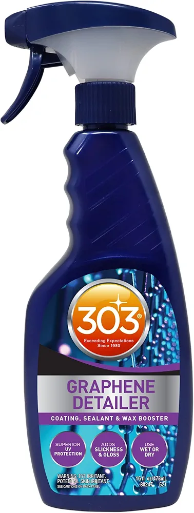 303 Products Graphene Detailer Spray – Enhances Gloss & Protection on Existing Coating, Sealants & Waxes, UV Protectant, Drying Aid, Add Ceramic Graphene Protection,Waterless Car Detailing Spray,16oz