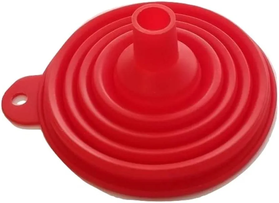 4" Wide Space-Saving Collapsible Flexible BPA-Free Silicone Kitchen Funnel - Red (1)