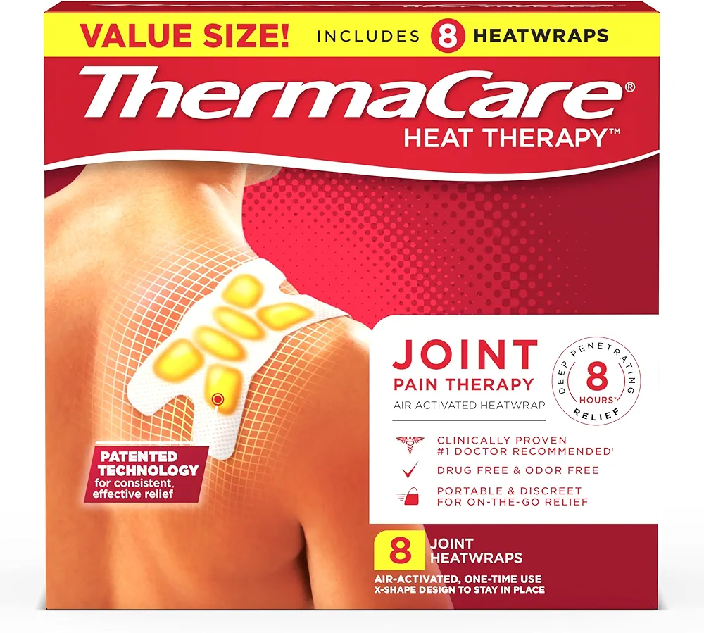 ThermaCare Adhesive Portable Heating Pad, Disposable Joint Therapy Pain Relief Heat Patches, Multi-Purpose Heat Wraps, HSA/FSA Eligible & Approved, 8 Count