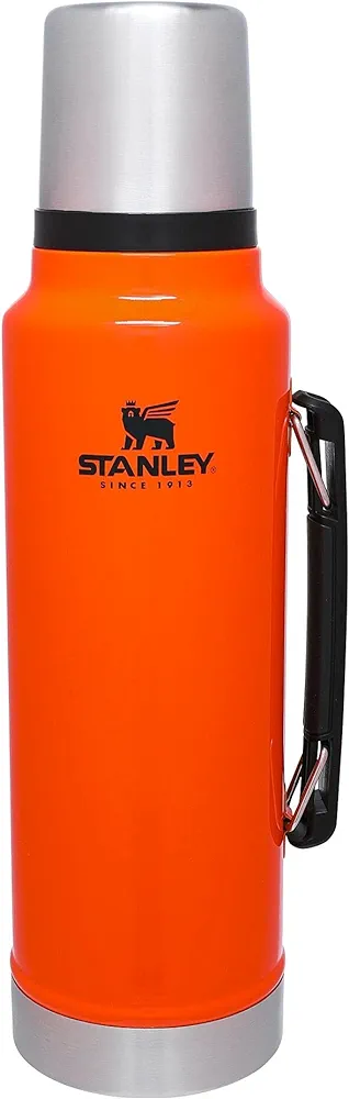 Stanley Classic Vacuum Insulated Wide Mouth Bottle - Blaze Orange - BPA-Free 18/8 Stainless Steel Thermos for Cold & Hot Beverages - 1.5 QT