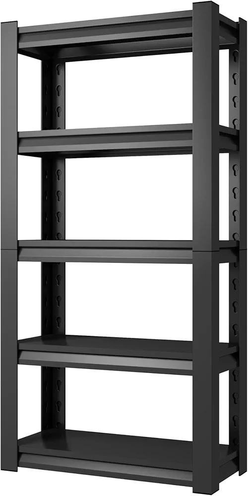 72" H Garage Shelving Unit 2500LBS Heavy Duty Shelving Adjustable 5 Tier Metal Shelving Unit for Industrial Garage Basement School Warehouse, 15.7" D x 35.4" W x 72" H, Black