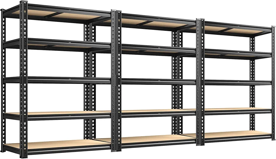 REIBII 2020LBS Storage Shelves 5 Tier Garage Shelving Heavy Duty Adjustable Garage Shelves, Utility Rack Shelf, Shelving Units for Storage Warehouse Pantry Closet, 35.5" W x 11.9" D x 72" H, 3 Pack