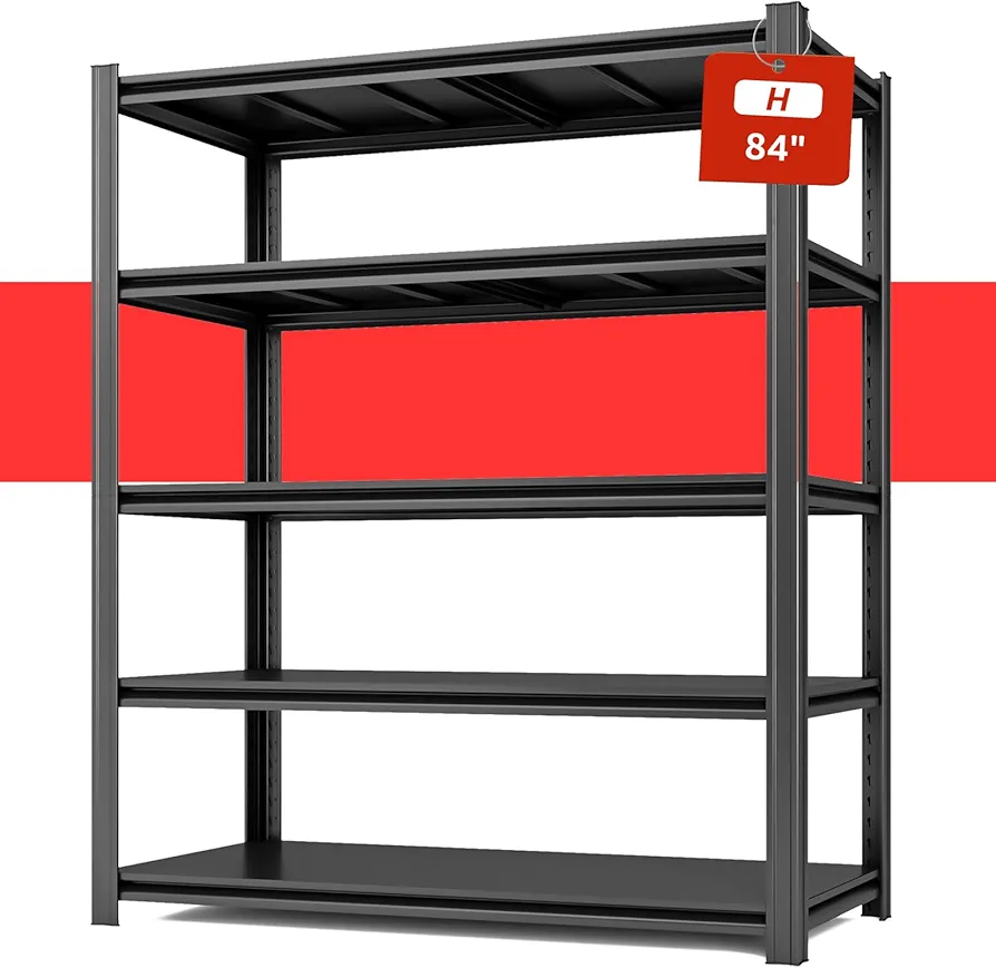 84" H x 55.12" W Metal Garage Storage Shelves, 3000 LBS 5 Tier Heavy Duty Adjustable Shelving Unit for Warehouse, Basement, Kitchen, Store Display, Flower Stand, Office, Classroom, 23.62" D