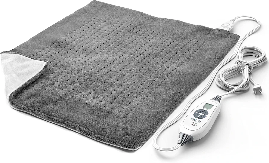 Pure Enrichment PureRelief Ultra-Wide Microplush Heating Pad - 20” x 24” XXL Size & 6 Heat Settings for Temporary Neck, Shoulder & Back Pain Relief - Moist Heat Option & Machine Washable (Gray)