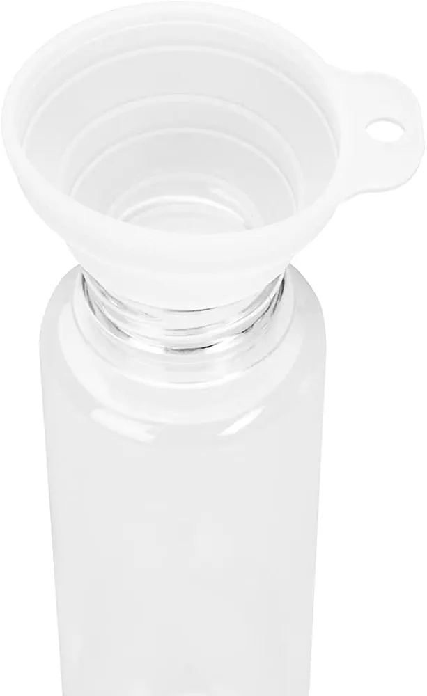 Restaurantware Met Lux 1.5 Ounce Collapsible Funnels Set Of 5 Folding Kitchen Funnels - Durable For Liquid And Powder Transfer White Silicone Water Bottle Funnels Fill Jars Or Bottles