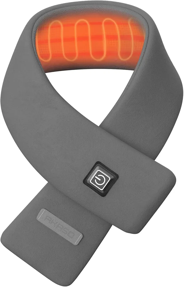 AKASO Heated Neck Wrap with 5000mAh Power Bank - Electric Heating Pad for Neck Pain Relief and Stiffness (Charcoal Grey)