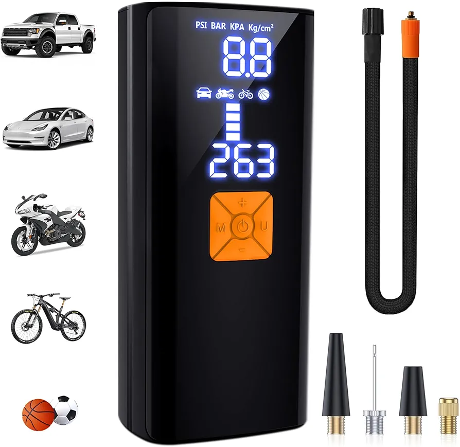 Tire Inflator Portable Air Compressor,Tire Inflators Portable Cordless Air Pump with Gauge for Car tires 20000mAh and 150PSI Digital LCD for Car,Motorcycle,Bike Tires and Balls