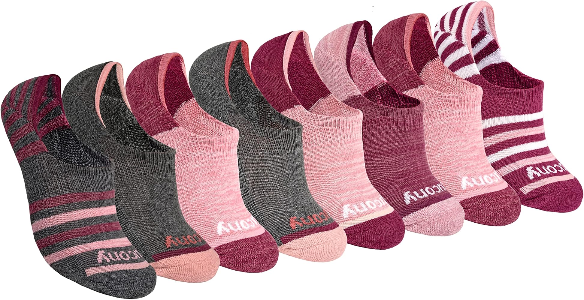 Saucony Women's No Show Cushioned Invisible Liner Socks, Available in S-L (8, 16 Pairs)