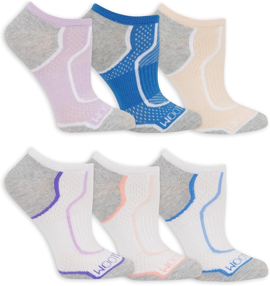 Fruit of the Loom Women Lightweight Coolzone No Show Socks (6 Pack)