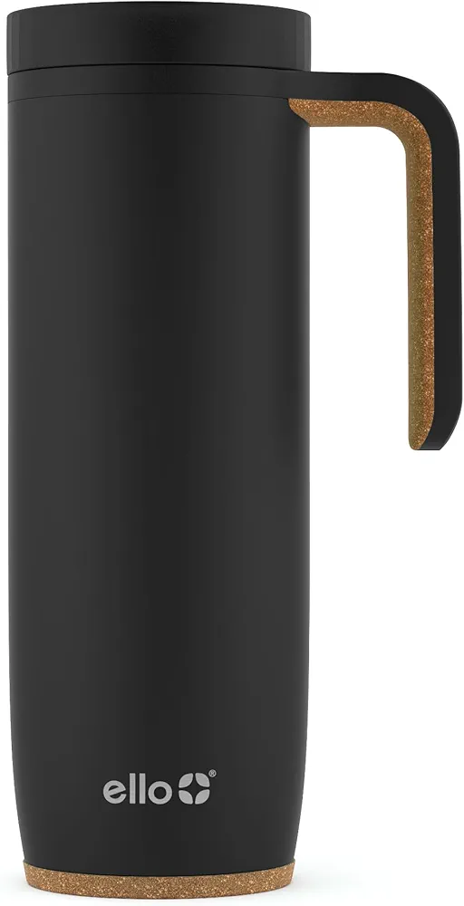 Ello Magnet 18oz Vacuum Insulated Stainless Steel Travel Mug with Side Handle and Leak-Proof Slider Lid and Built-in Coaster, Keeps Hot for 5 Hours, Perfect for Coffee or Tea, BPA-Free, Holiday Gift