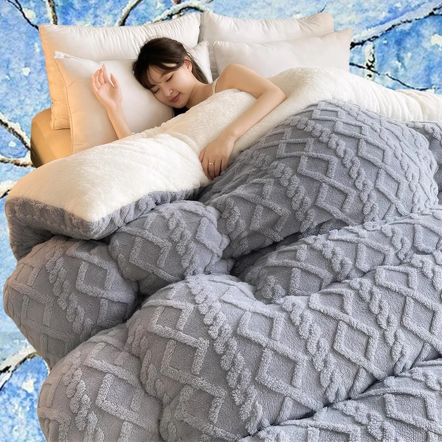 Thickened Super Soft Insulation Hibiscus Winter Quilts Lamb Cashmere Winter Quilt - Soft Warm Thickened Super Soft Insulation Quilt Winter King Size Comforter (A,150 * 200cm/2.0kg)