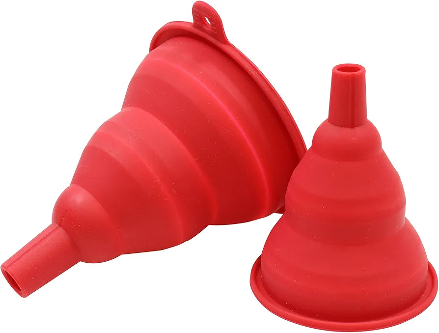 Tablecraft Collapsible Silicone Funnels, Red