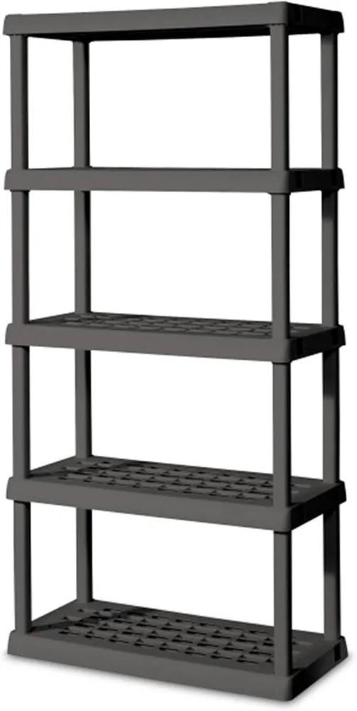 Sterilite 5-Shelf Plastic Storage Shelves, Heavy Duty Shelving Rack Unit for Garage, Gray