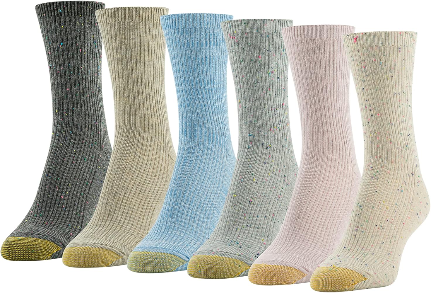 GOLDTOE Women's Lola Nep Rib Short Crew Socks 6 Pack