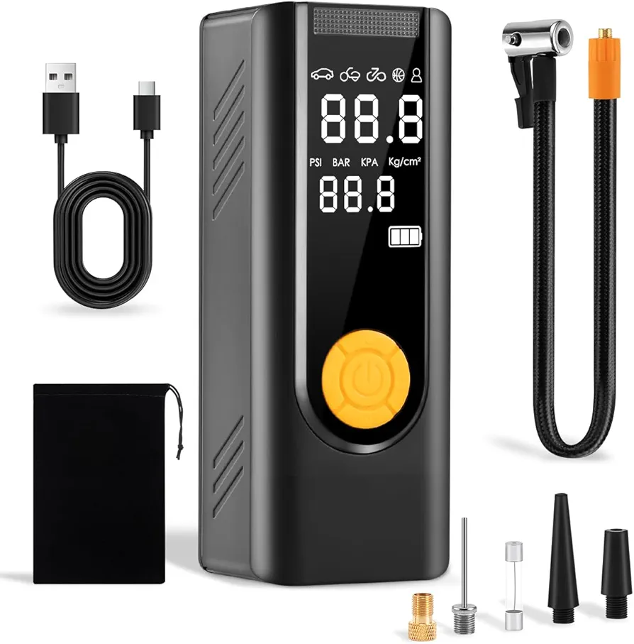 Tire Inflator Portable Air Compressor, 3X Faster Portable Air Pump for Car Tires, 12V Car Tire Pump with Digital Pressure Gauge, Mini Bike Tire Pump, Portable Air Compressor for Car Ball Bicycle Pump